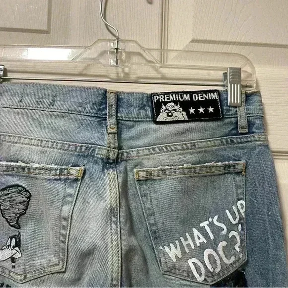 Zara Looney Tunes Distressed Ankle Jeans Sz 2 - Picture 14 of 15